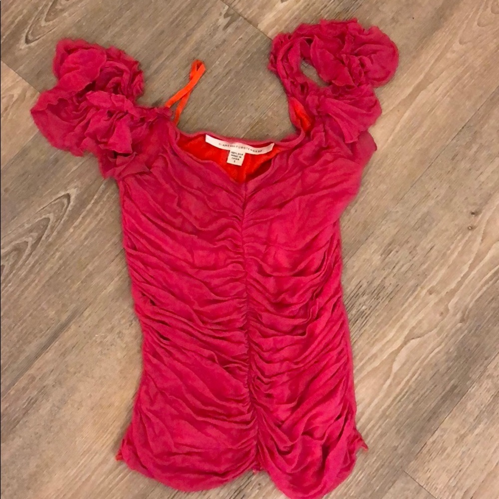 Pink DVF top, ruffled and small